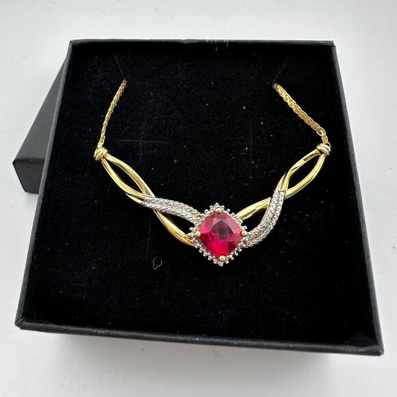 Elegant Lab Created Ruby and White Sapphire Infinite Loop Necklace - Picture 12 of 12